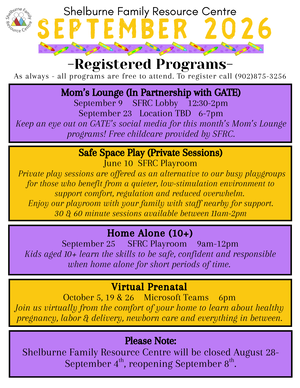Drop-in programs Shelburne, NS